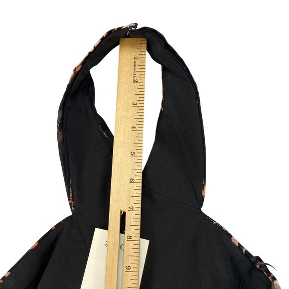 Joie Damein Halter Top Womens 0 Black Floral Metallic Threads Chiffon Sleeveless - Picture 5 of 16